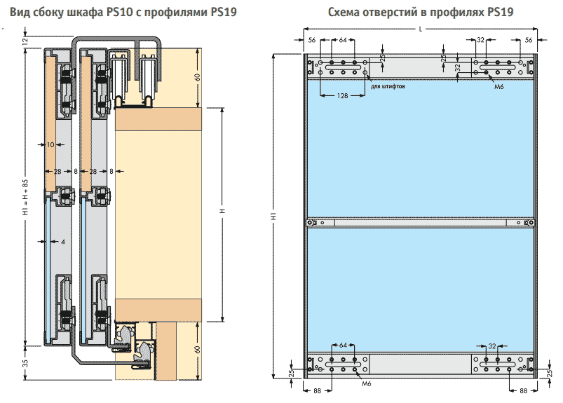 Аристо нова профиль для шкафов купе чертеж
